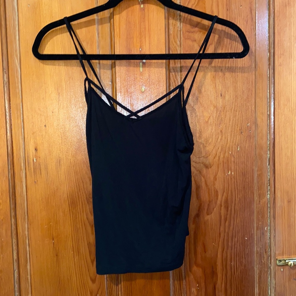 AMERICAN EAGLE BLACK SPAGHETTI STRAP CROP TOP